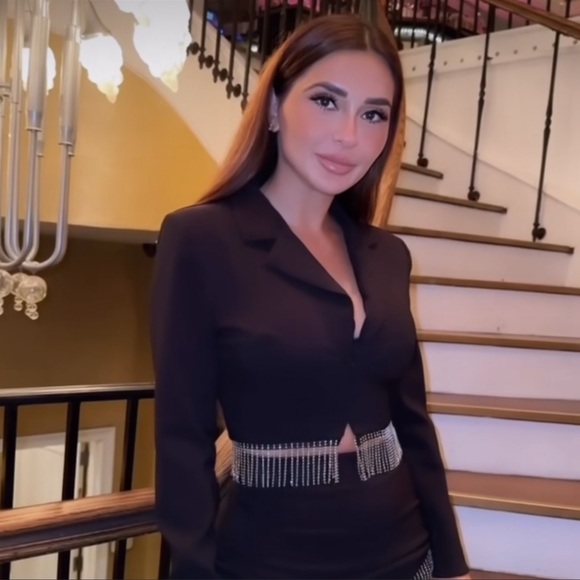 Zara FRINGED RHINESTONE BLAZER TOP - Picture 3 of 15